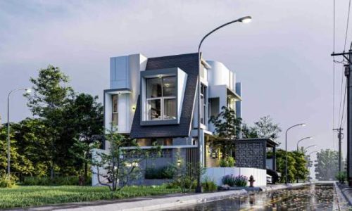 rumah kontemporer 2 lantai