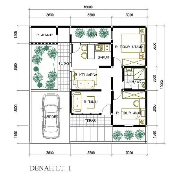 denah rumah 10x10 1 Lantai_Denah 1 Lantai