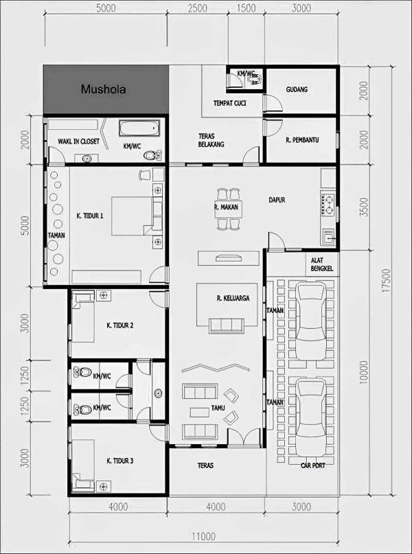 Inspirasi Denah Rumah 3 Kamar Berdasarkan Tipe Desain