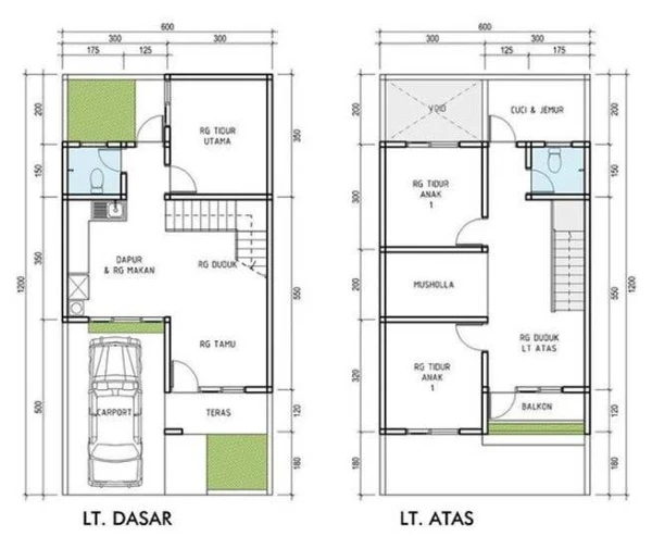 denah rumah minimalis 6x10