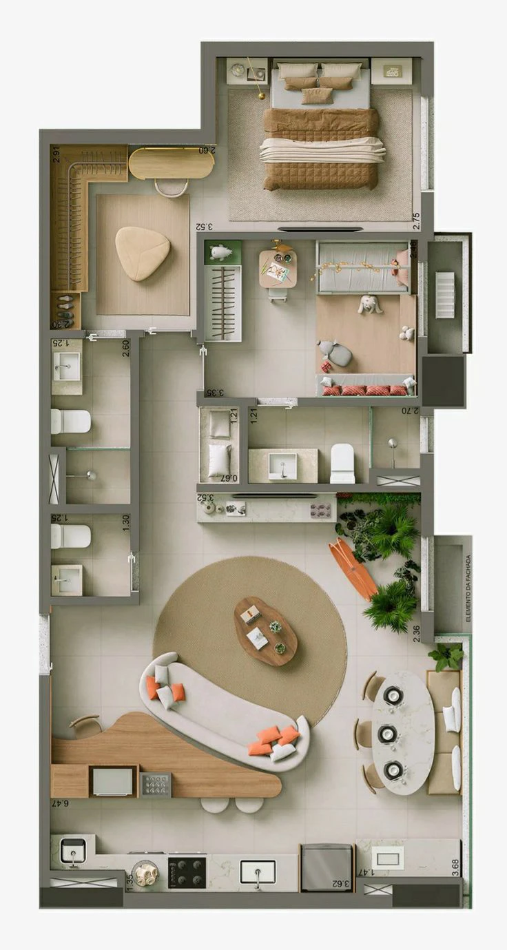 denah 3d minimalis